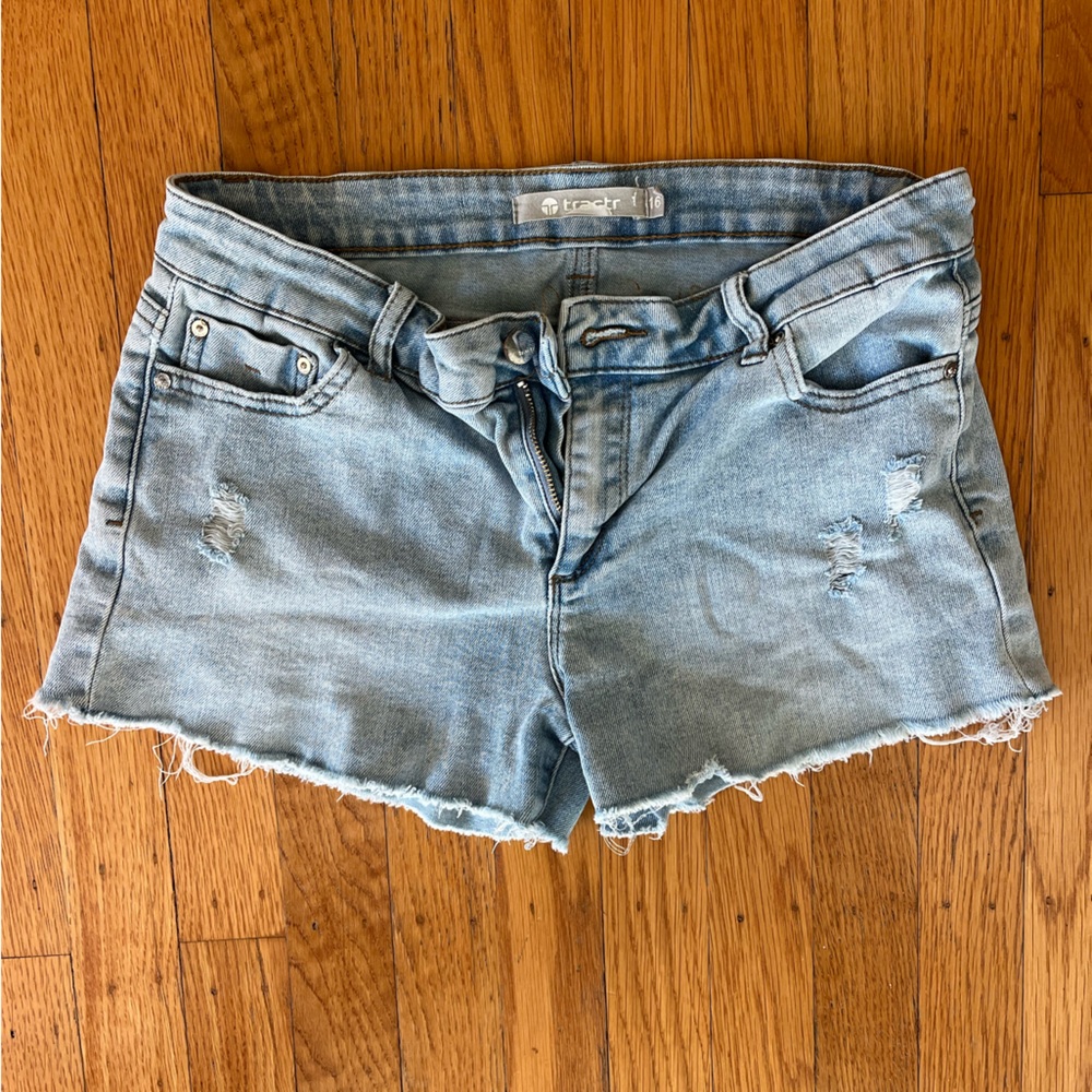 Tractr Light Blue Distressed Jean Shorts